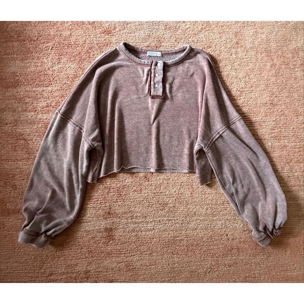 Arizona Jean Co Cropped Sweatshirt Women’s Size S Dusty Mauve Oversized Balloon